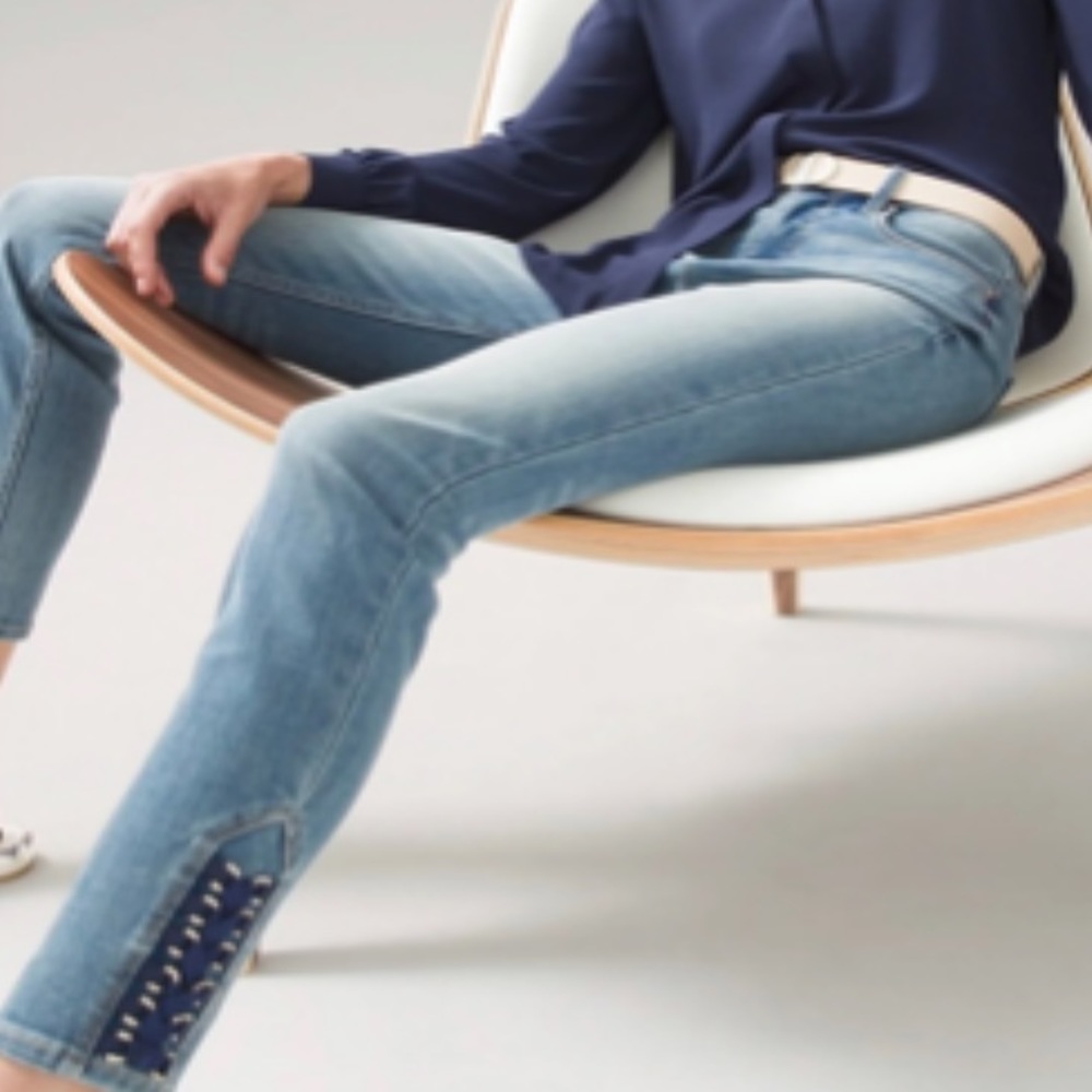 White House Black Market Sculpt Skinny Cropped Jeans High waisted Size 00 Denim - Picture 3 of 11